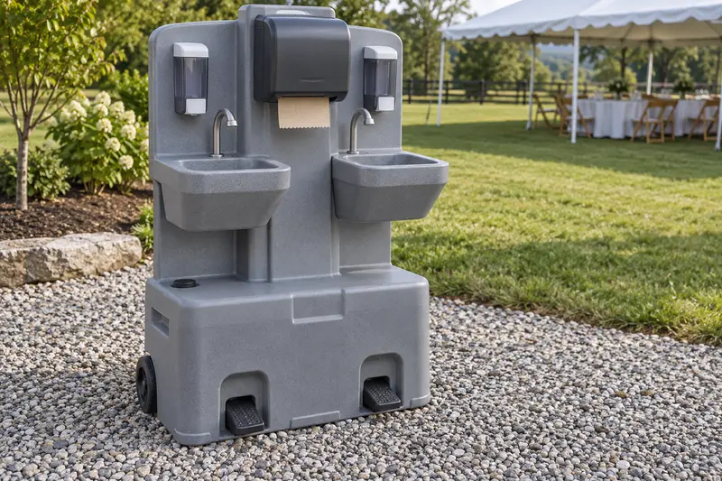 Portable washing station on a hard surface